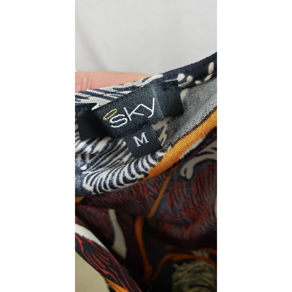 Sky Brand Dress M Multicolor Floral Patent Leather Belt 100% Silk Casual Spring - Picture 5 of 8